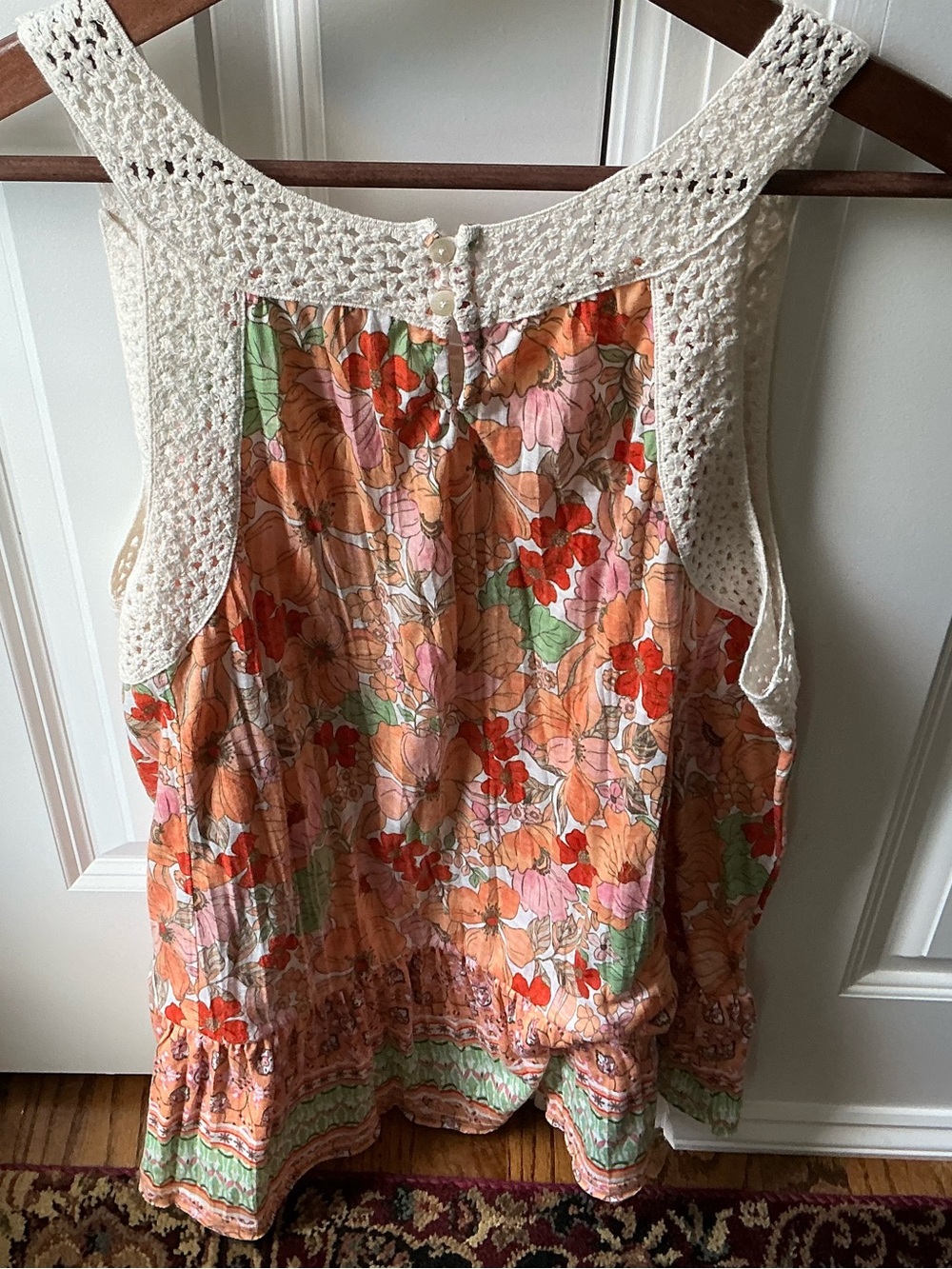 Cato Floral Crochet Tank Top Sz L Boho Sleeveless Blouse - Picture 2 of 9